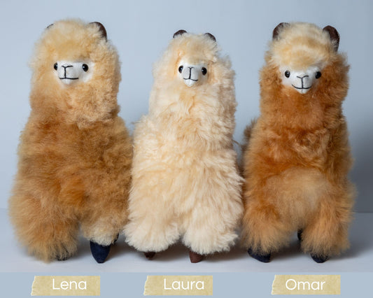 100% Baby Alpaka Felltiere "Lamas" 25 cm Flauschiges & handgefertigtes