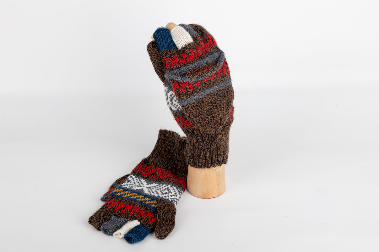 Handschuhe aus Alpakawolle mit Kappe Model Peru