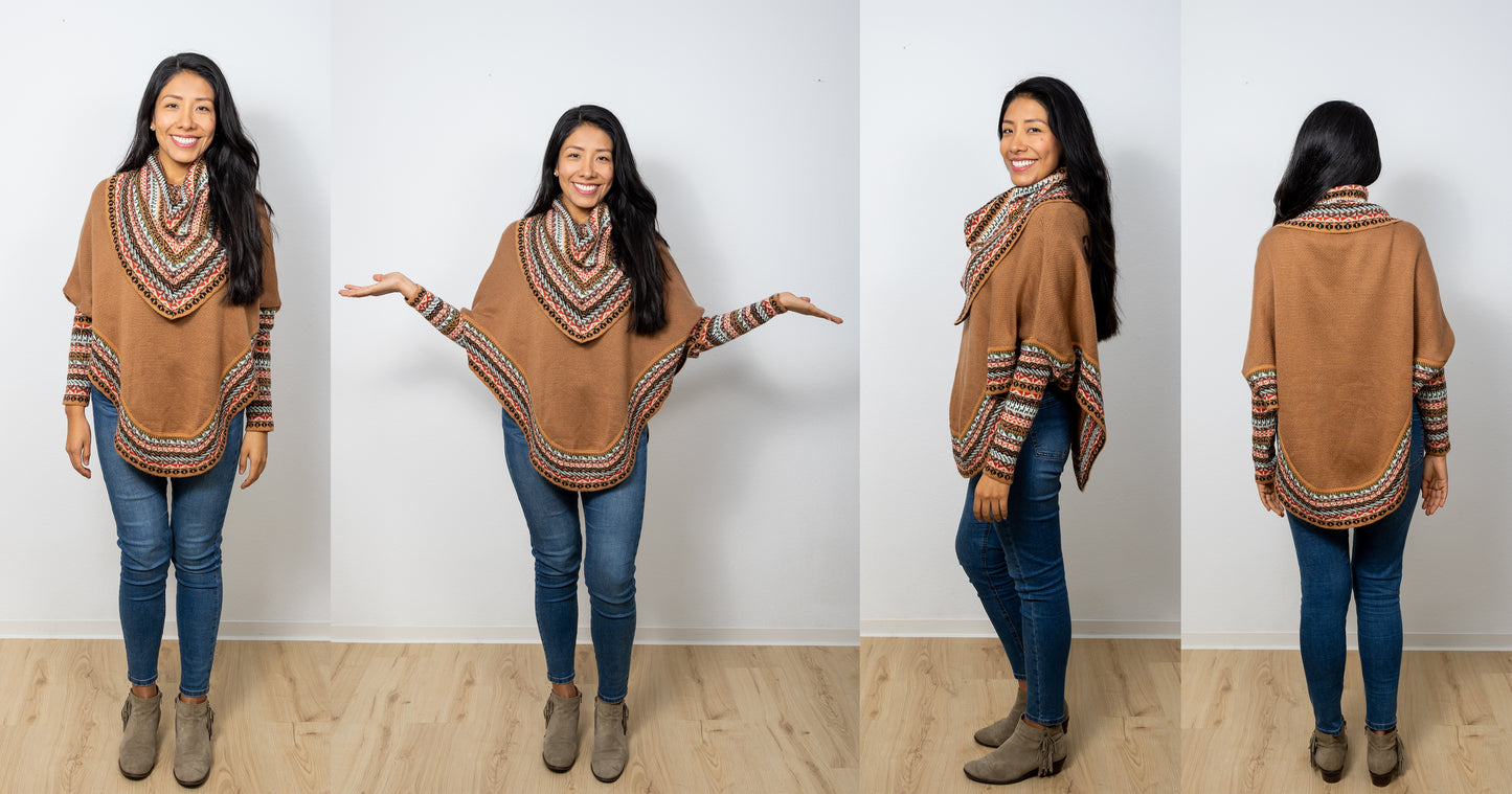 Luxuriöser Poncho Model Aurora, aus superfeiner Alpakawolle für Frauen