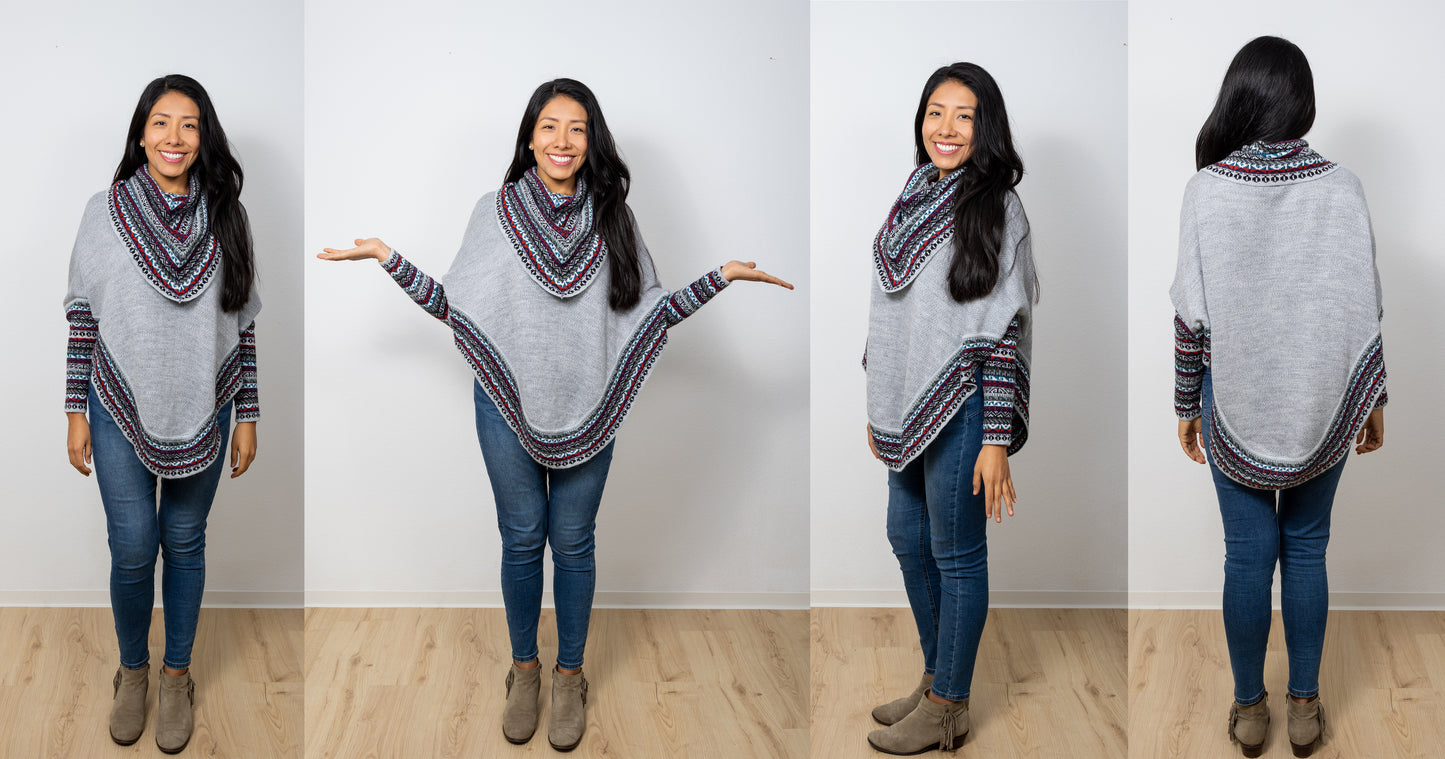Luxuriöser Poncho Model Aurora, aus superfeiner Alpakawolle für Frauen