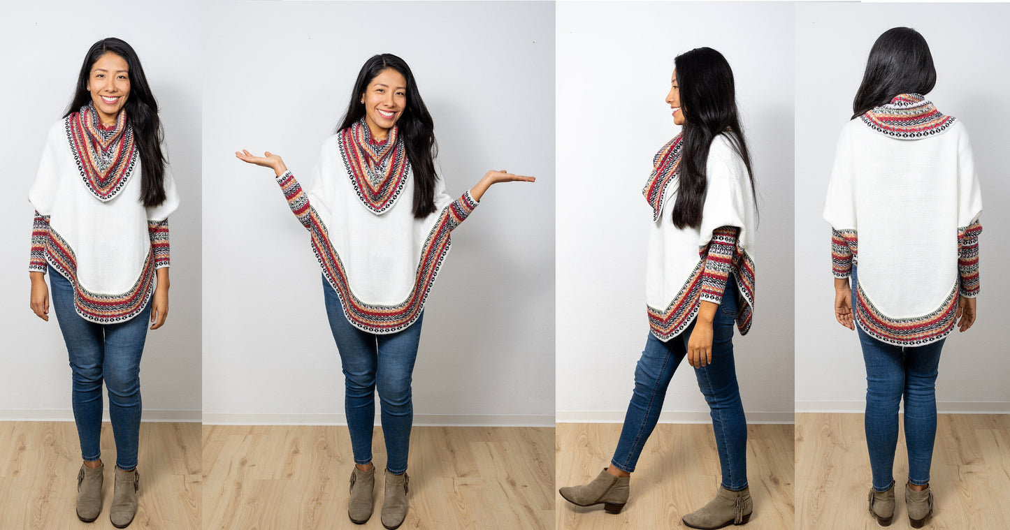 Luxuriöser Poncho Model Aurora, aus superfeiner Alpakawolle für Frauen