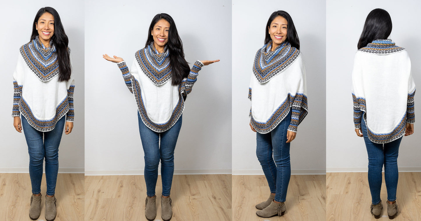 Luxuriöser Poncho Model Aurora, aus superfeiner Alpakawolle für Frauen