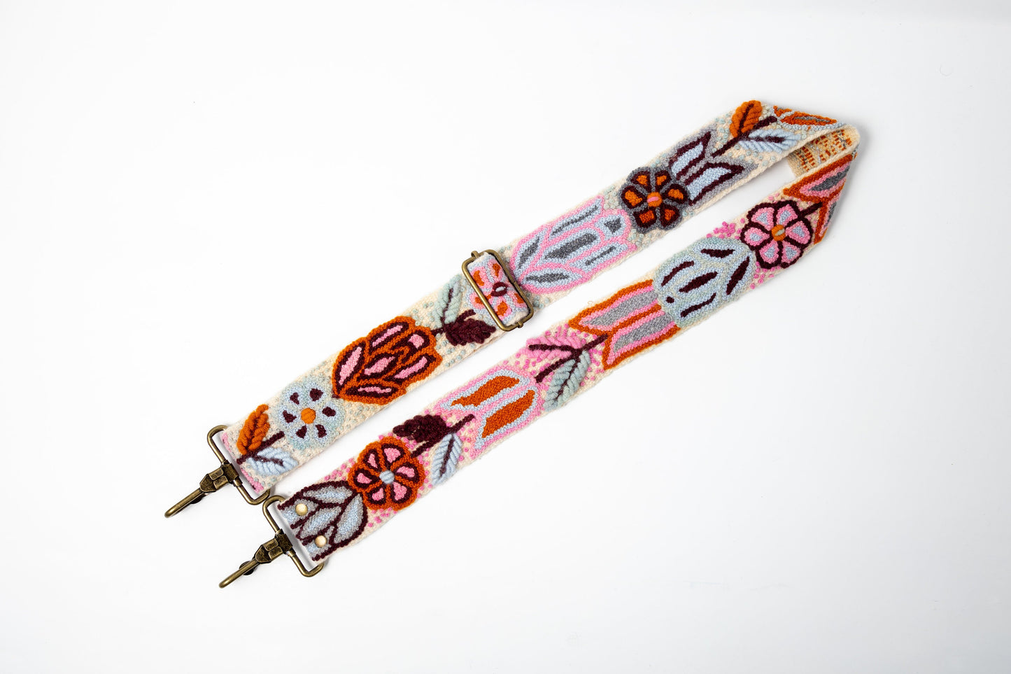 Bandoulière de sac brodée 100 % laine de mouton faite à la main