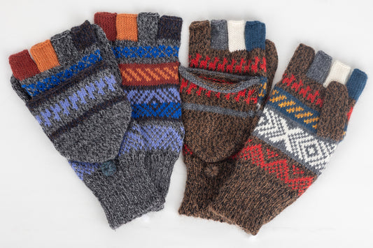 Gants en laine d'alpaga avec bonnet modèle Pérou