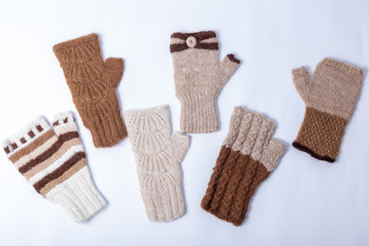 Handgestrickte Alpaka Pulswärmer "Beige Töne"