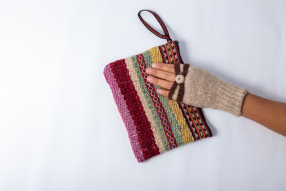 Handgestrickte Alpaka Pulswärmer "Beige Töne"