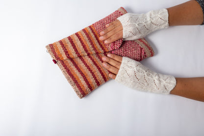 Handgestrickte Alpaka Pulswärmer "Beige Töne"