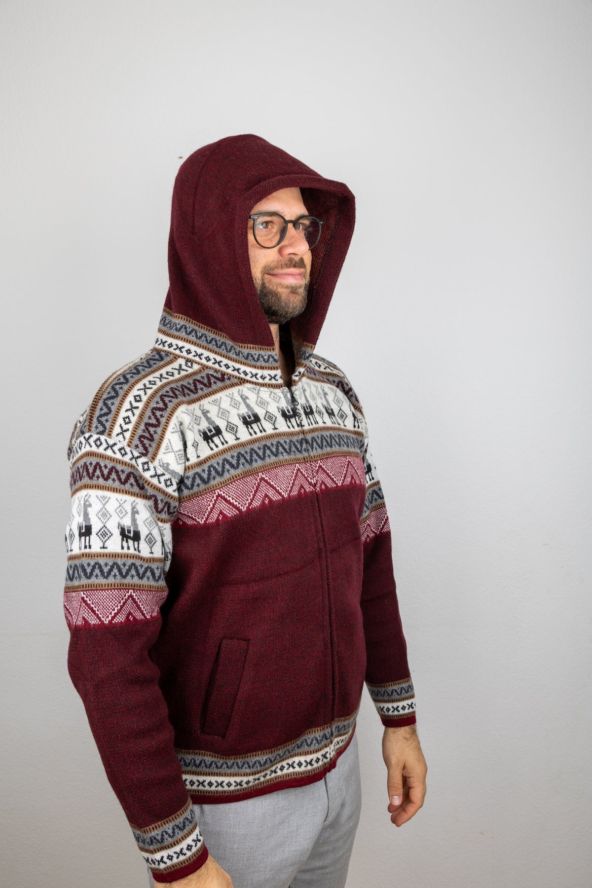 Strickjacke mit Lama-Motiv - Unisex