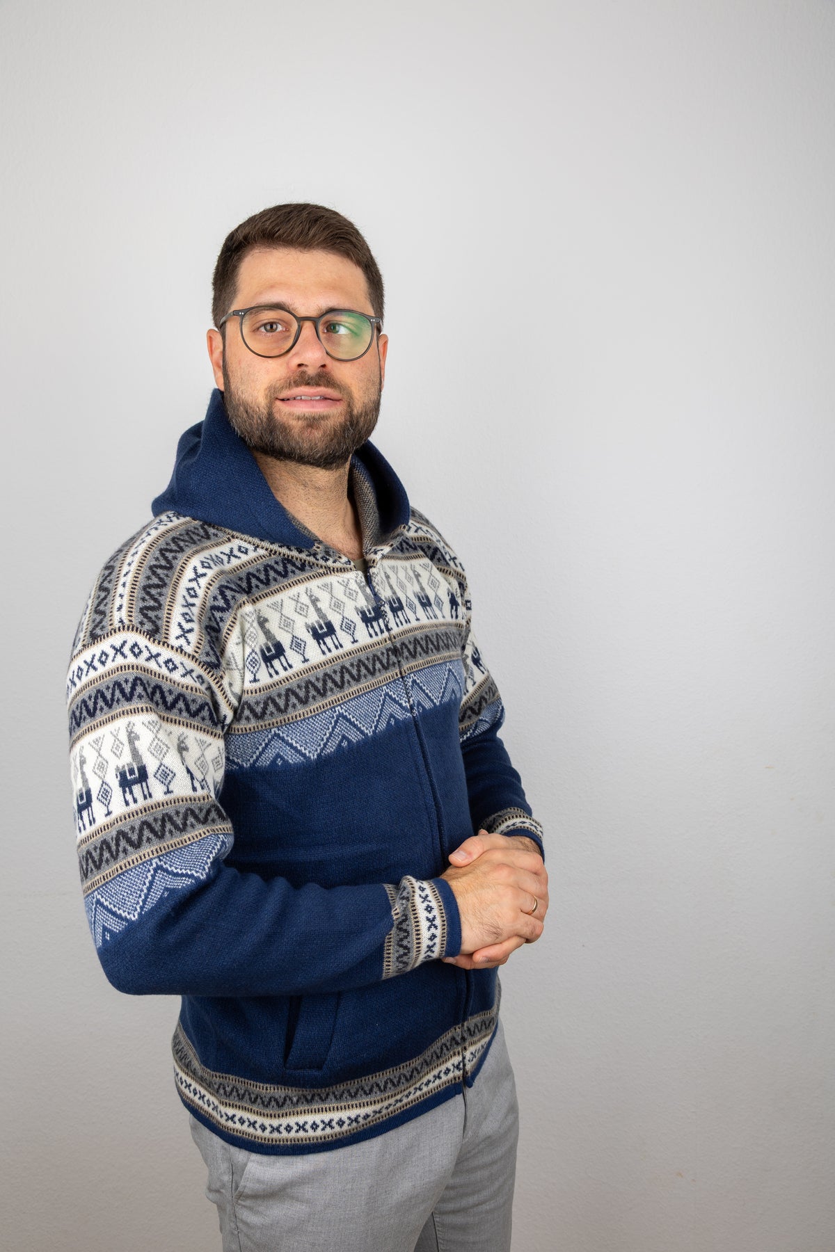 Strickjacke mit Lama-Motiv - Unisex