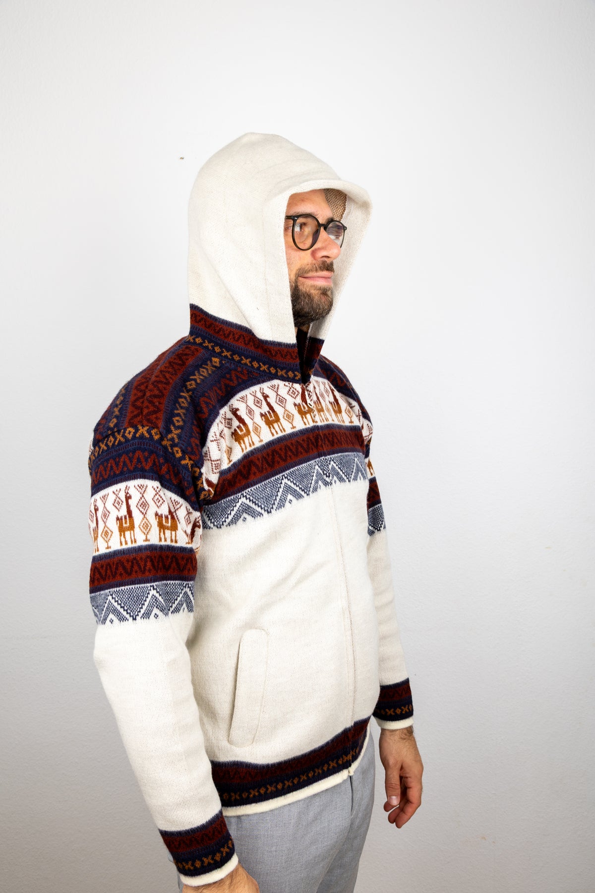 Strickjacke mit Lama-Motiv - Unisex