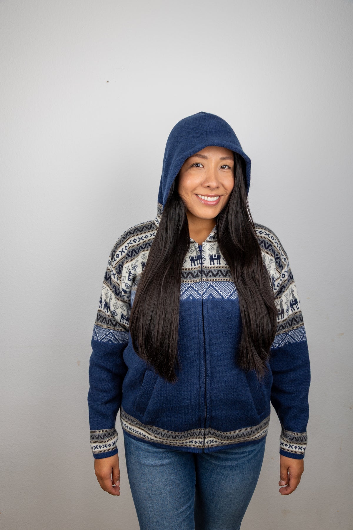 Strickjacke mit Lama-Motiv - Unisex