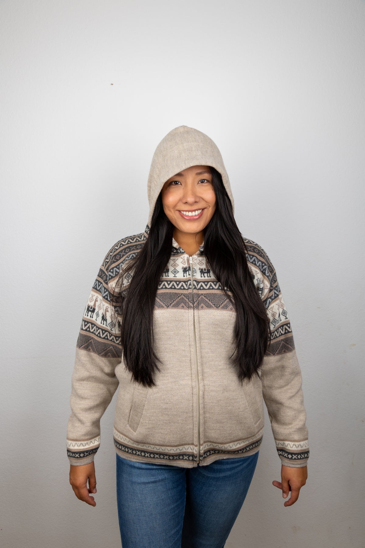 Strickjacke mit Lama-Motiv - Unisex