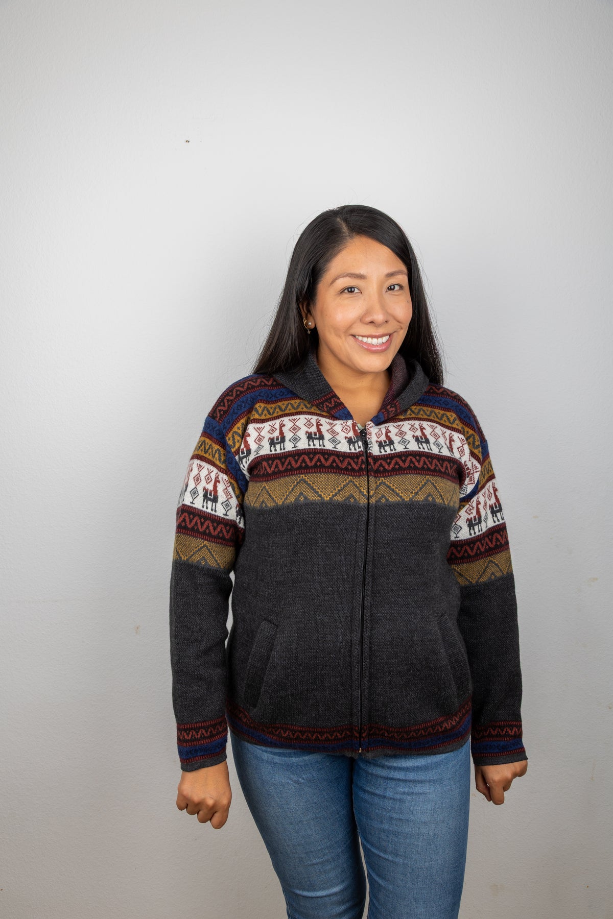 Strickjacke mit Lama-Motiv - Unisex
