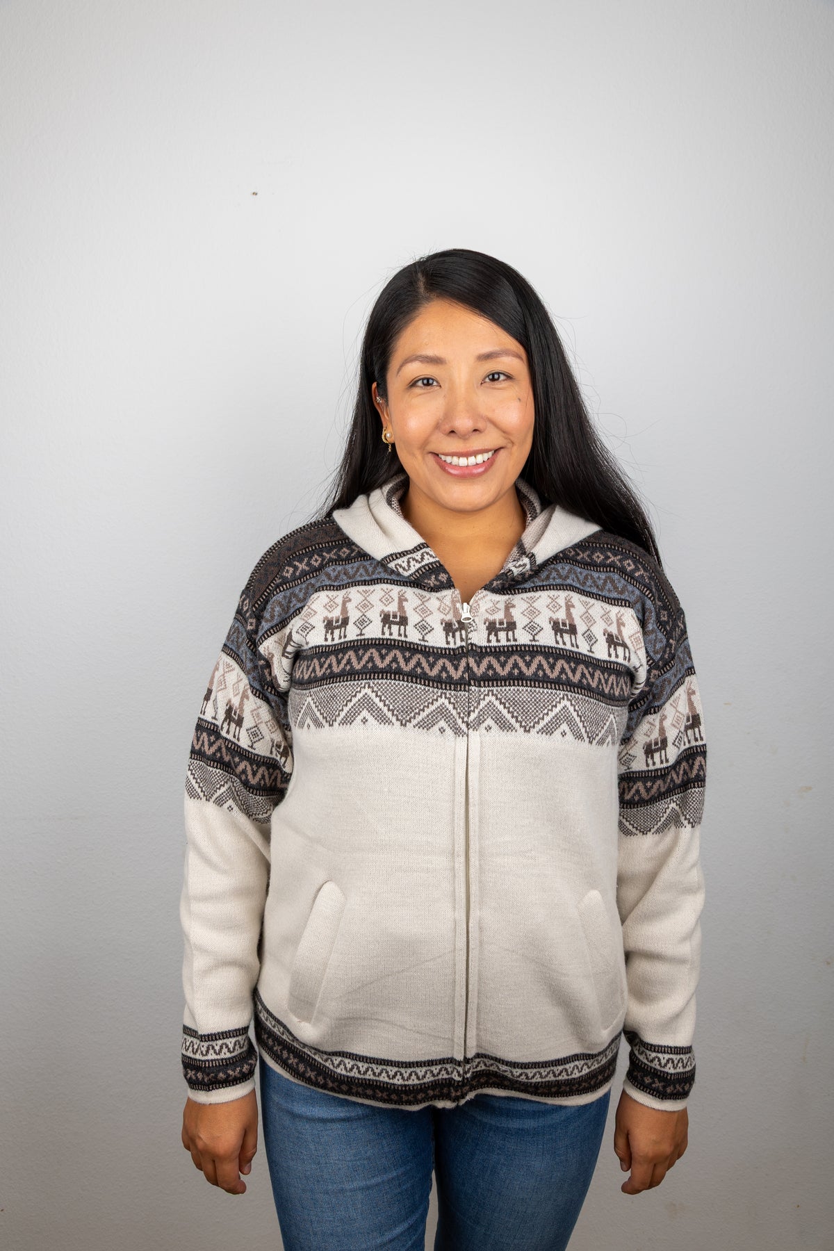 Strickjacke mit Lama-Motiv - Unisex
