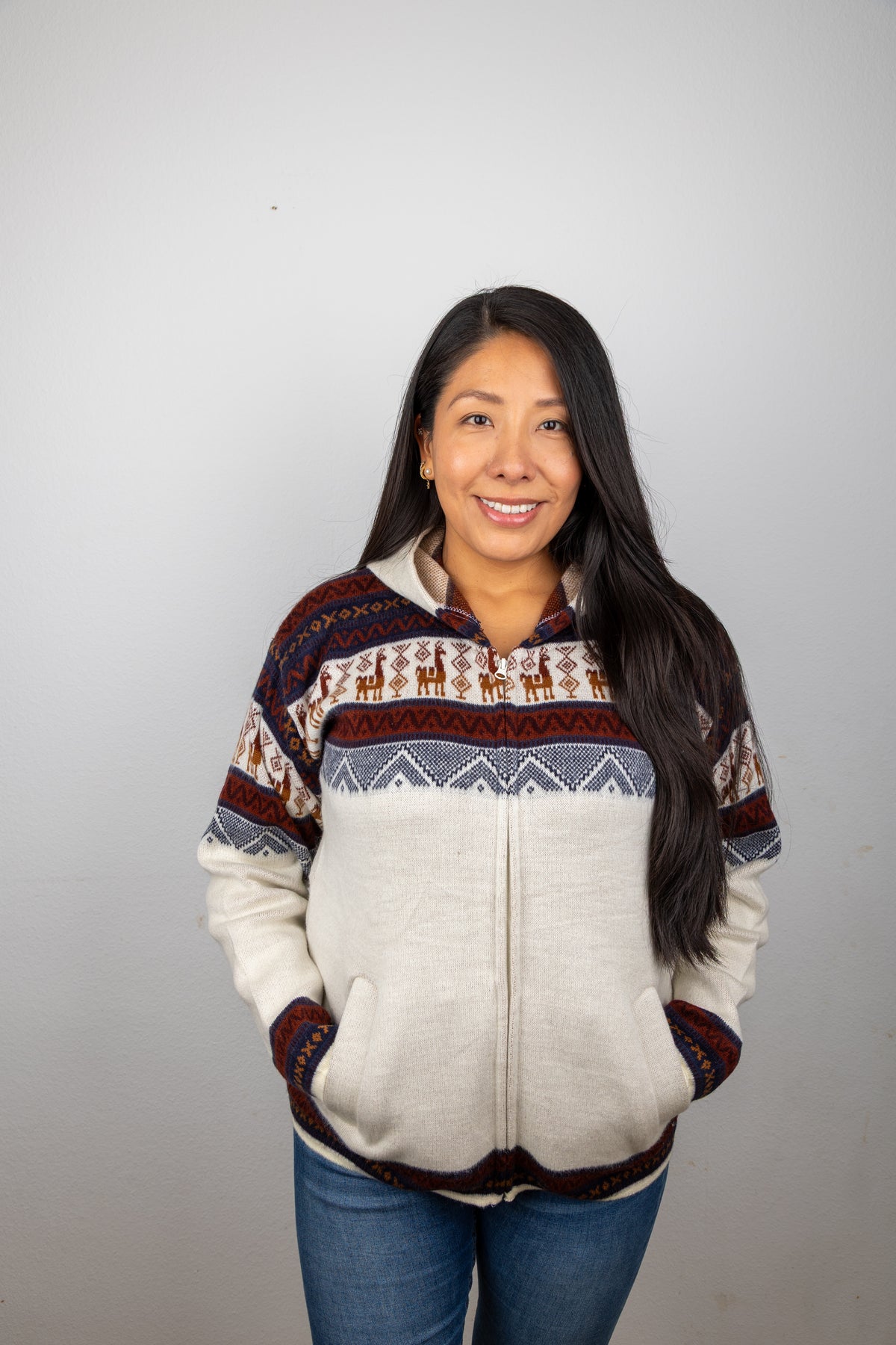 Strickjacke mit Lama-Motiv - Unisex