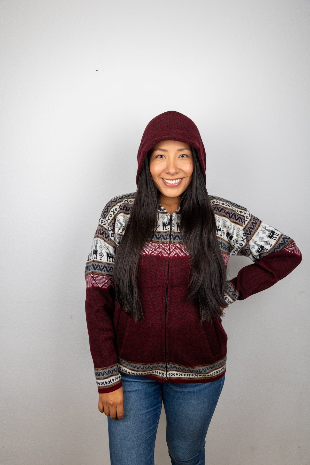 Strickjacke mit Lama-Motiv - Unisex