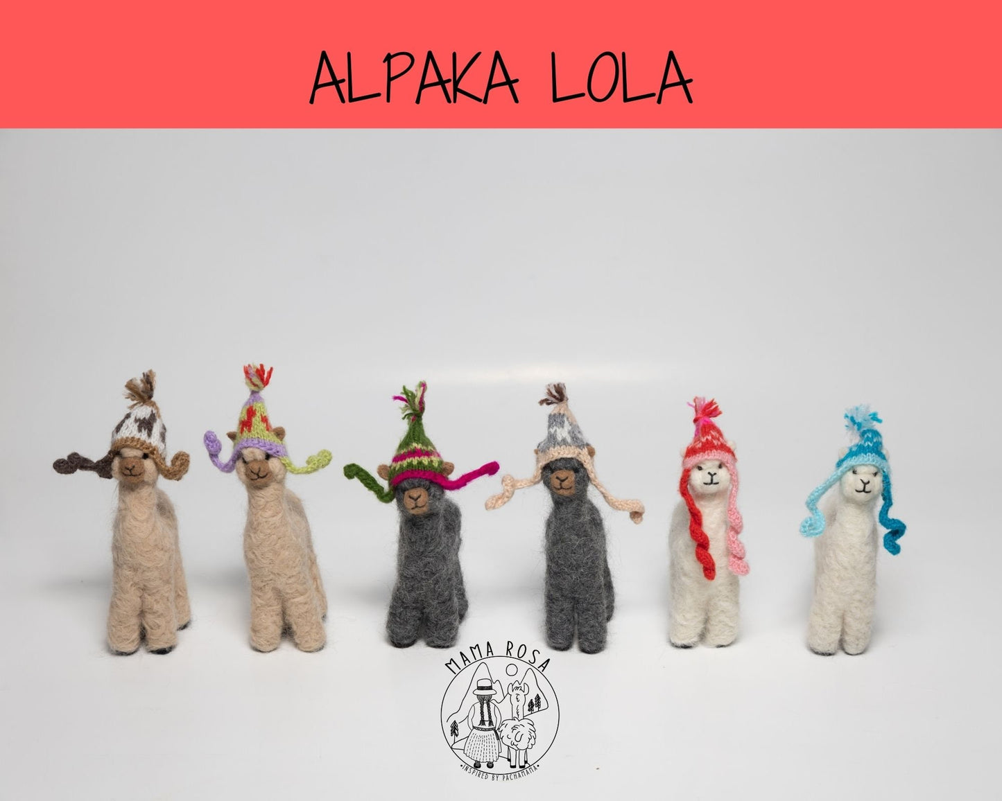 100% Baby-Alpakawolle Nadelgefilzte Skulpturen "Alpakas Lola"